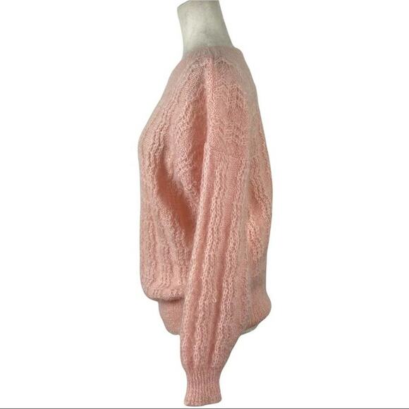 Vintage 80s Lowell & Whitney Kid Mohair Pullover Sweater Pink Size Medium - Picture 7 of 13